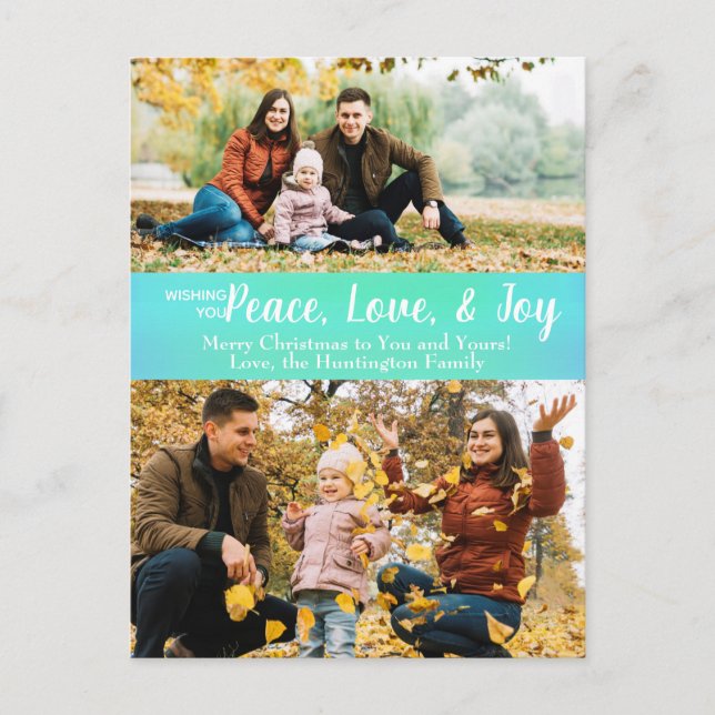 Postal Paz Amor Joy Verde Fotación Irlandesa (Anverso)