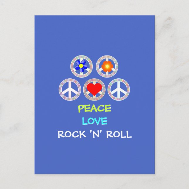 POSTAL PAZ, AMOR, ROCK 'N' ROLL, (Anverso)