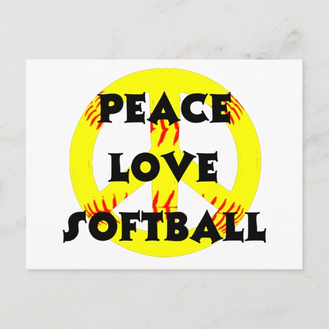 Postal Paz, amor, Softball con signo de paz (Anverso)