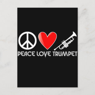 Postal Paz, amor, trompeta