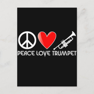 Postal Paz, amor, trompeta