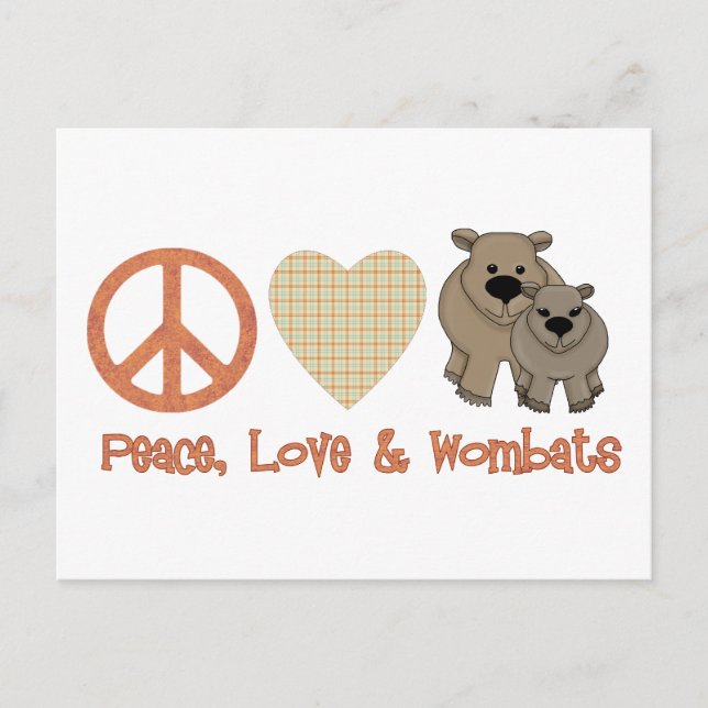 Postal Paz, amor y amplitud; wombats (Anverso)