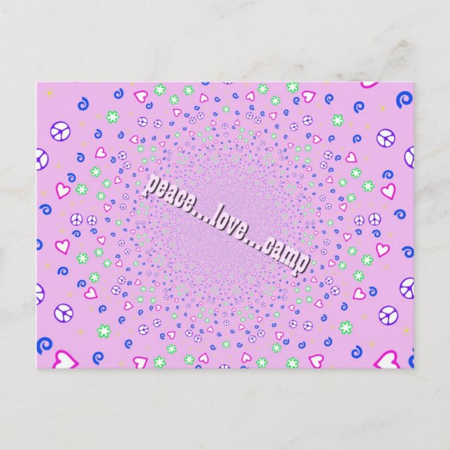 Postal Paz, amor y campamento (Anverso)