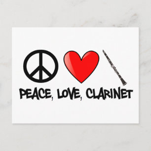 Postal Paz, amor y clarinete