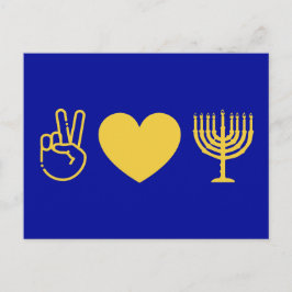 Postal Paz Amor y Hanukkah | Versión Gold