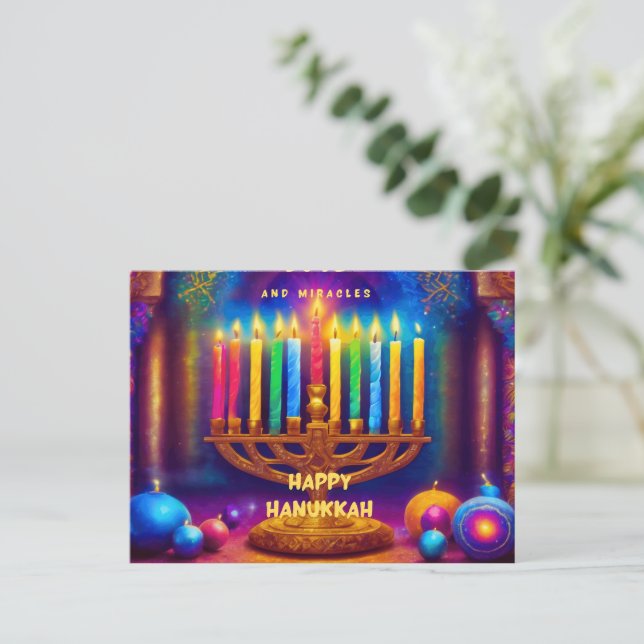 Postal Paz, amor y milagros - Hanukkah (Anverso de pie)