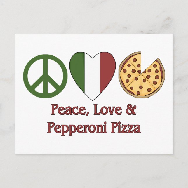 Postal Paz, amor y Pepperoni Pizza (Anverso)