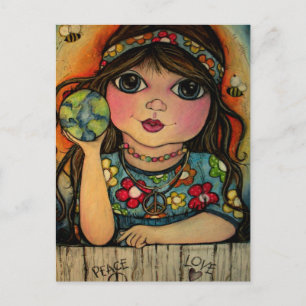 Postal Paz, amor y poder de las flores