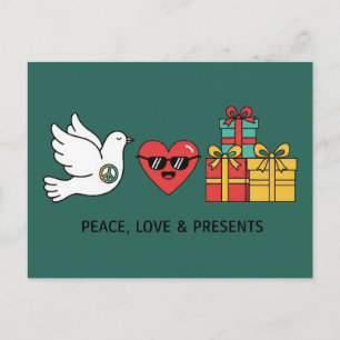Postal Paz, Amor y Regalos de Navidad
