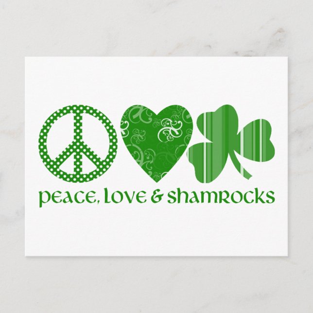 Postal Paz, amor y Shamrock (Anverso)