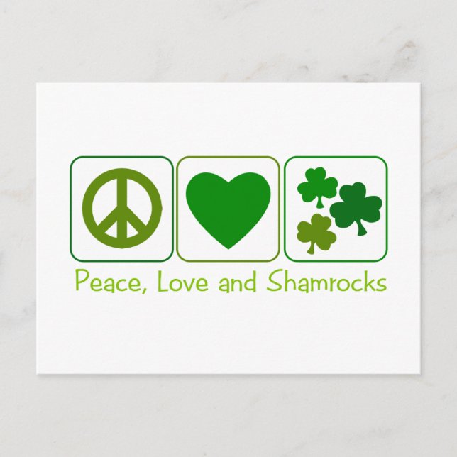 Postal Paz, amor y Shamrock (Anverso)