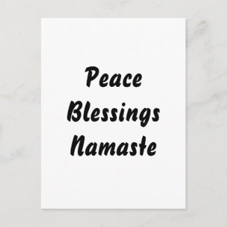 Postal Paz, Bendiciones, Namaste. Blanco negro