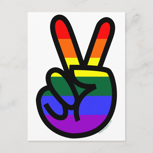 Postal Paz con bandera arcoiris (Anverso)