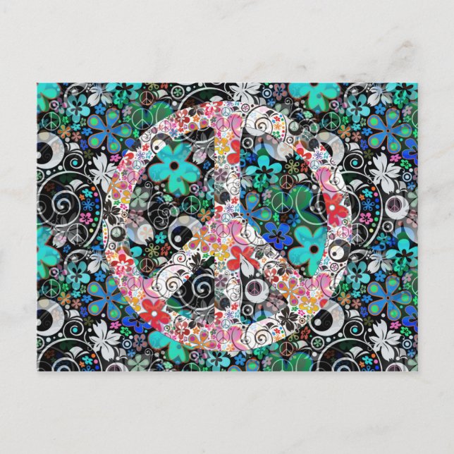 Postal Paz de poder de las flores | FlowerPower (Anverso)