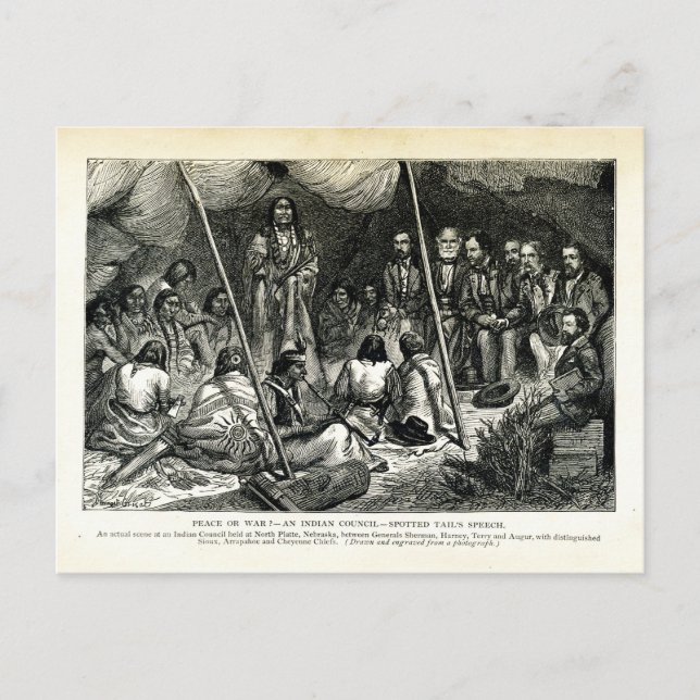 Postal Paz o guerra - Consejo Indio celebrado en Plata de (Anverso)