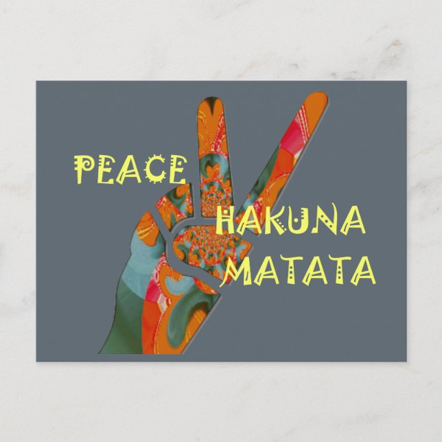 Postal Paz: Rótulo de Hakuna Matata Vibes (Anverso)