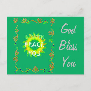 Postal Paz sea contigo: Verde Inspirador y Amarillo