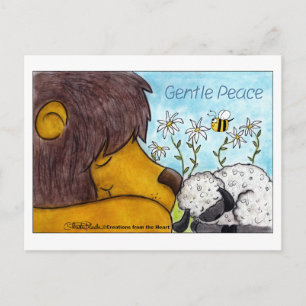 Postal Paz suave de leones y corderos