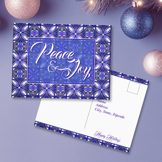 Postal Paz y alegría Navidades púrpura (Subido por el creador)