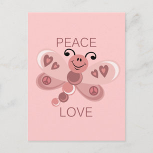 POSTAL PAZ Y AMOR DE LA DRAGONFLY