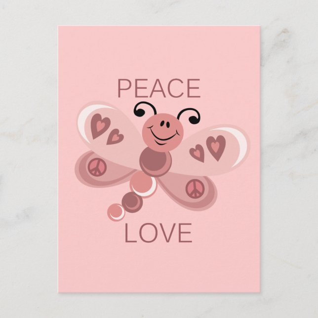 POSTAL PAZ Y AMOR DE LA DRAGONFLY (Anverso)