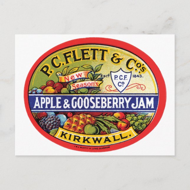 Postal PC Flett & Cos. Apple y Gooseberry Jam (Anverso)