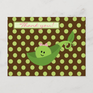 Postal Pea en un Chica de Pod Baby Shower Gracias