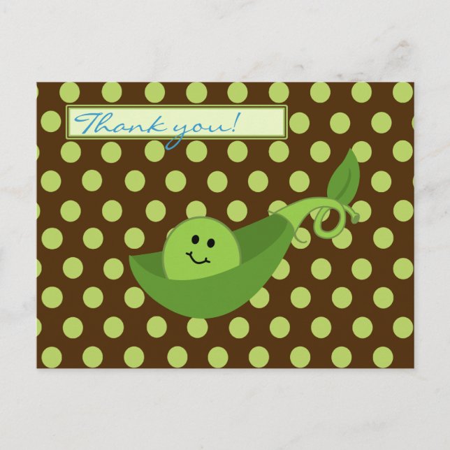 Postal Pea en un chico de popa Baby Shower Gracias (Anverso)