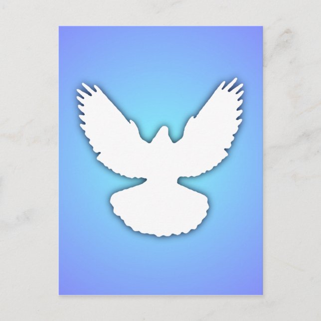 Postal Peace Dove White w Shadow Blue Sky Simplemente Ele (Anverso)