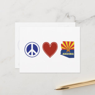 Postal Peace Love Arizona Map Shaped State Flag Red Heart