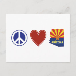 Postal Peace Love Arizona Map Shaped State Flag Red Heart