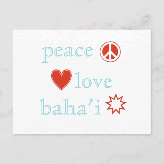 Postal Peace Love Bahai (Anverso)