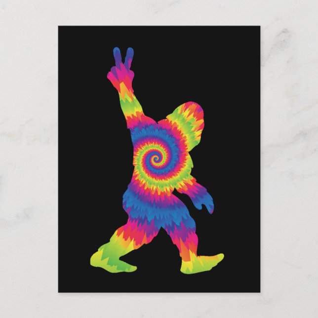 Postal Peace Love Bigfoot - Amantes de pie grande (Anverso)