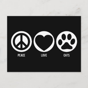 Postal Peace Love Cats