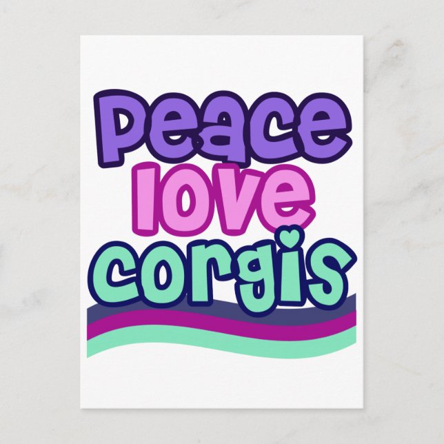 Postal Peace Love Corgi Retro (Anverso)