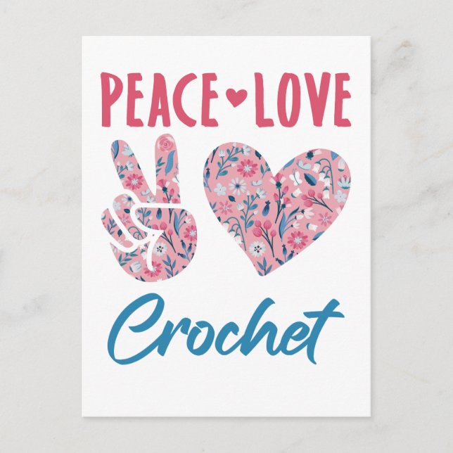 Postal Peace Love Crochet (Anverso)