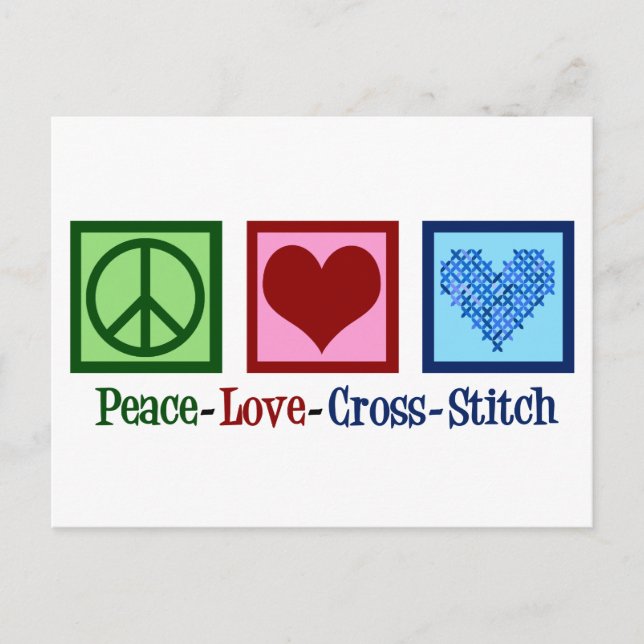 Postal Peace Love Cross Stitch (Anverso)