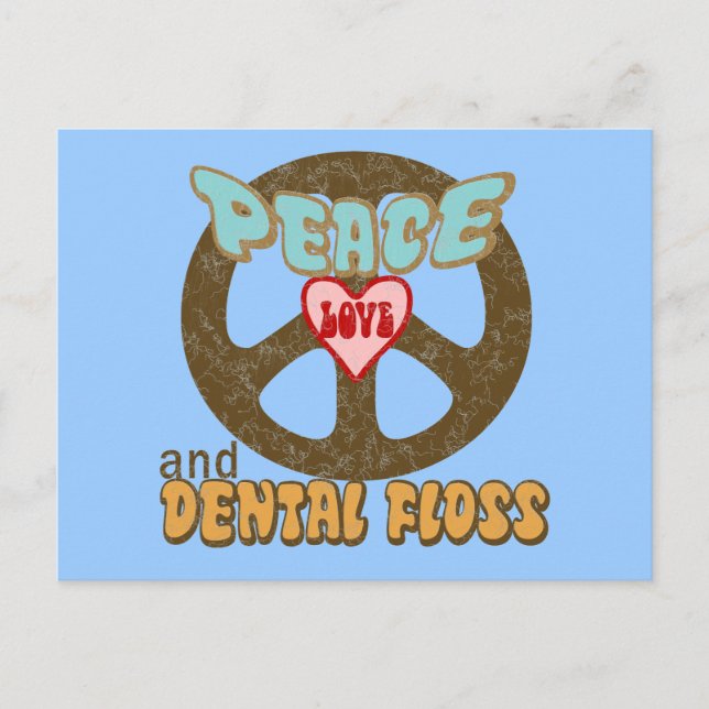 Postal Peace Love Dental Floss Vintage (Anverso)