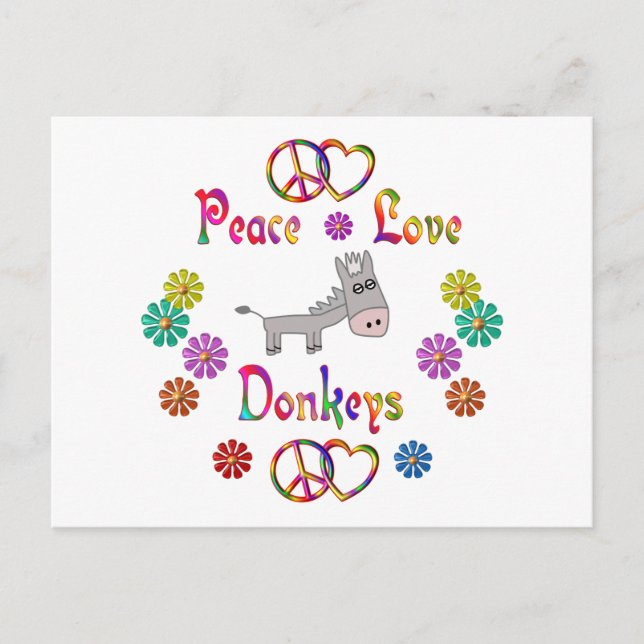 POSTAL PEACE LOVE DONKEYS (Anverso)