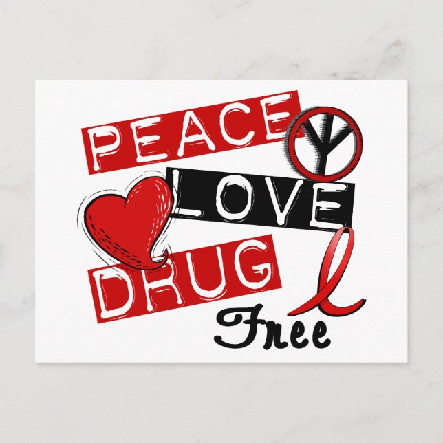 Postal Peace Love Drug Free (Anverso)