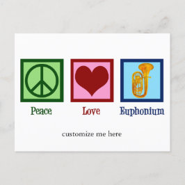 Postal Peace Love Euphonium Personalizados Navidades