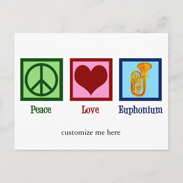 Postal Peace Love Euphonium Personalizados Navidades (Anverso)