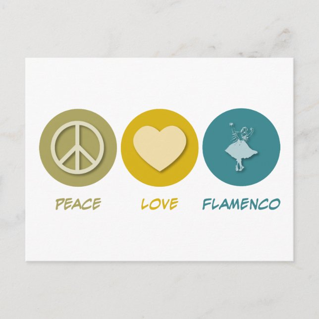 Postal Peace Love Flamenco (Anverso)