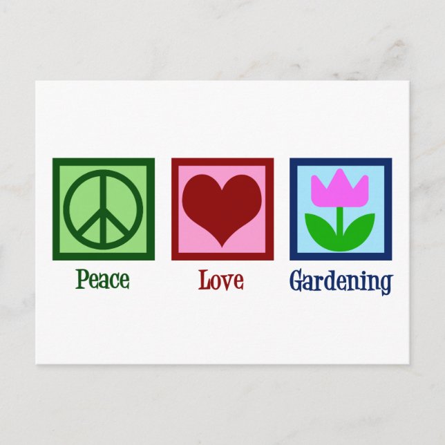 Postal Peace Love Gardener Cute Gardener Tulip Flower (Anverso)