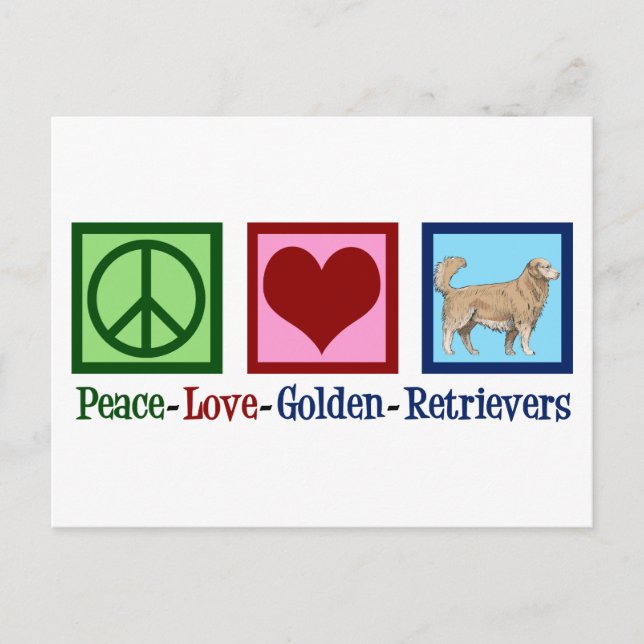 Postal Peace Love Golden Retrivers (Anverso)