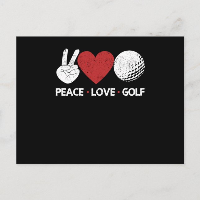 Postal Peace Love Golf Aovers Funny Golfer Fan Golf (Anverso)