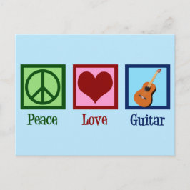 Postal Peace Love Guitar Cute Musical Instrumental Shop