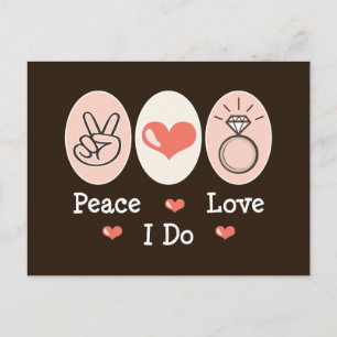 Postal Peace Love I Do Boda Postcard