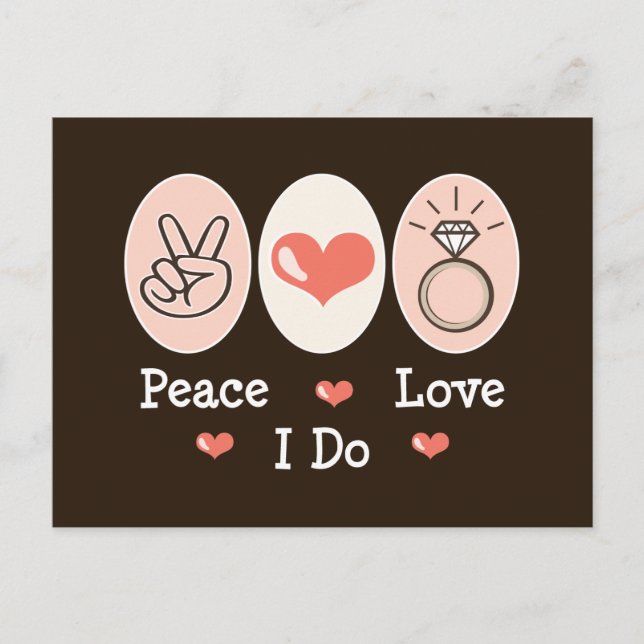 Postal Peace Love I Do Boda Postcard (Anverso)