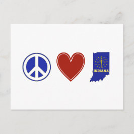 Postal Peace Love Indiana Map State Flag Adore Hoosier